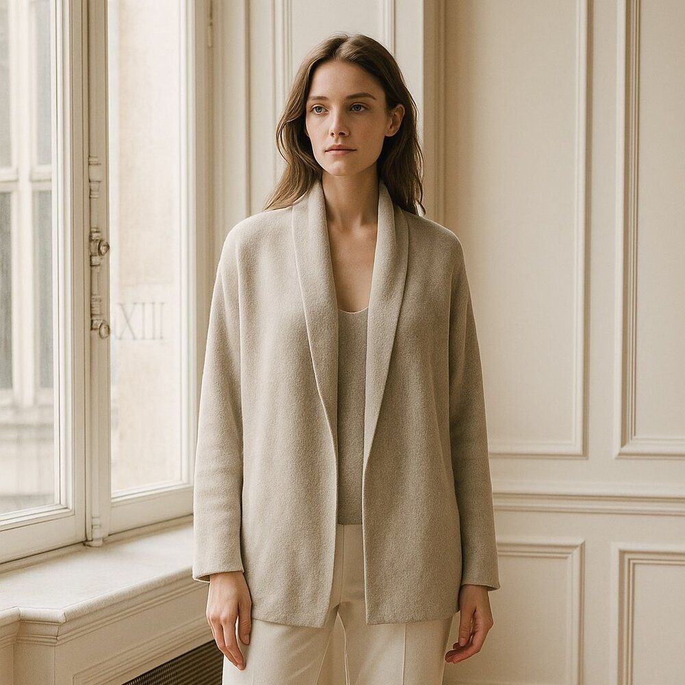 Vince Cream Oversized Bouclé Merino Wool & Alpaca Cardigan | Size Small